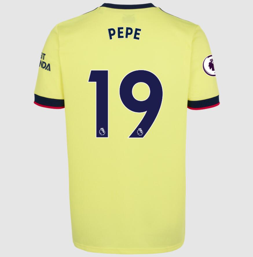 2021/22 Arsenal Away Kit Soccer Jersey with Nicolas Pepe 19 printing